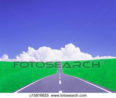 View of a road amid landscape View Large Illustration Stock Illustration - View of a road amid landscape. Fotosearch