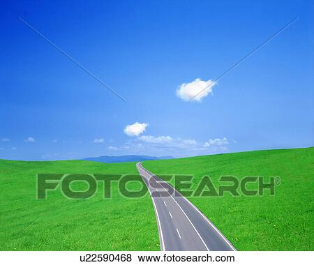 Stock Illustration - View of a road amid landscape. Fotosearch
