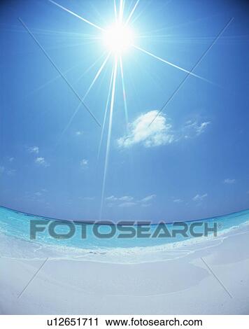 Clip Art - View of seashore under sun. Fotosearch