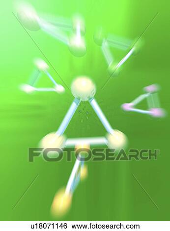 Stock Illustration - Abstract molecular structures against green background. Fotosearch