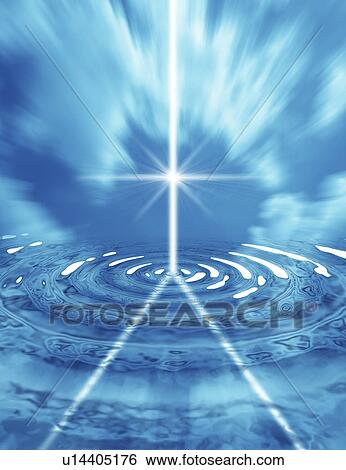 Stock Illustration - Abstract view of sunrays over sea. Fotosearch