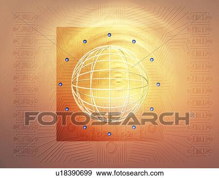 Globe with designed background View Large Illustration Stock Illustration - Globe with designed background. Fotosearch
