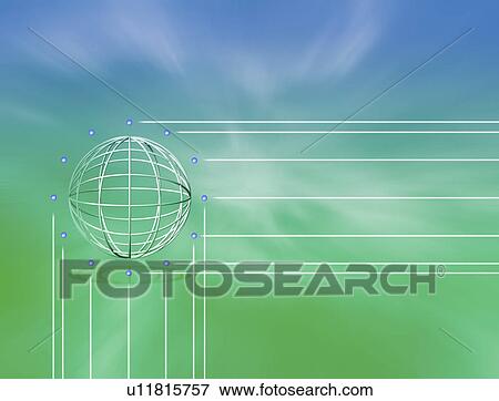 Stock Illustration - Globe with lines around. Fotosearch