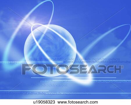 Globe with numbers and circular bands View Large Illustration Drawing - Globe with numbers and circular bands. Fotosearch