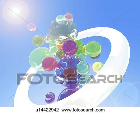 Marbles and ring in sky View Large Illustration Drawing - Marbles and ring in sky. Fotosearch