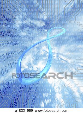 Stock Illustration - Twisted band against numeric background. Fotosearch
