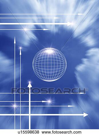 Stock Illustration - View of globe and arrows. Fotosearch