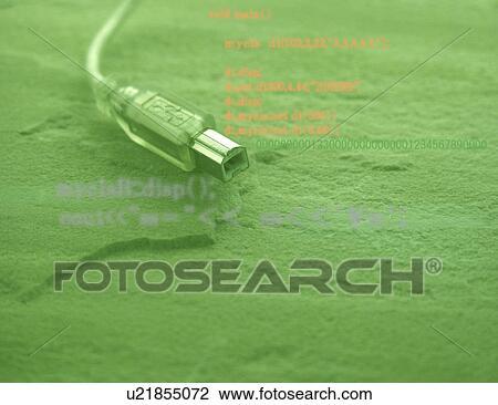Drawing - Close-up of USB connector. Fotosearch