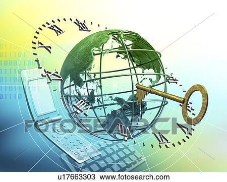 Digital composite of a global world View Large Illustration Drawing - Digital composite of a global world. Fotosearch