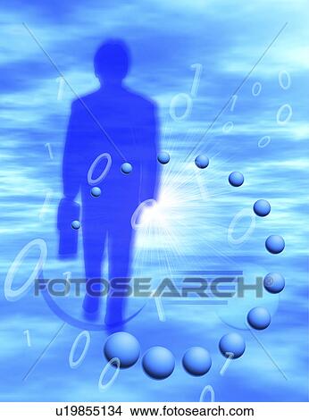Stock Illustration - Digital composite of a man amidst sky. Fotosearch
