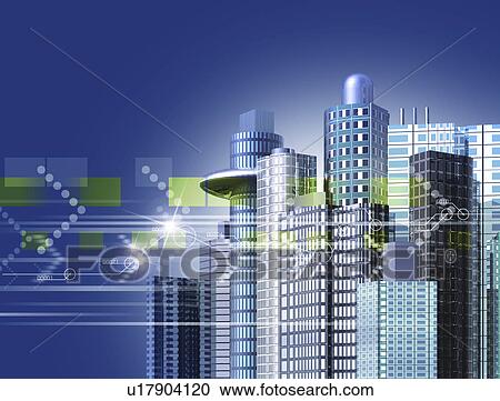 Clipart - Digital composite of buildings. Fotosearch