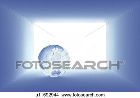 Stock Illustration - Digital composite of earth with light in background. Fotosearch