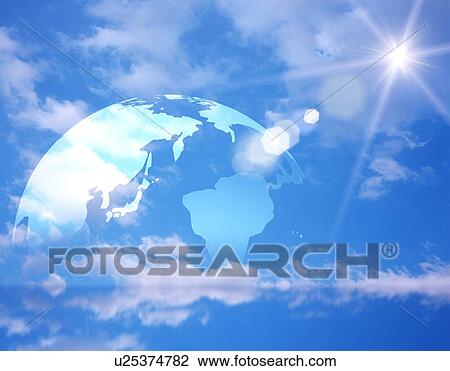 Digital composite of globe View Large Illustration Drawing - Digital composite of globe. Fotosearch
