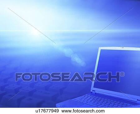 Stock Illustration - Digital composite of keys and laptop. Fotosearch