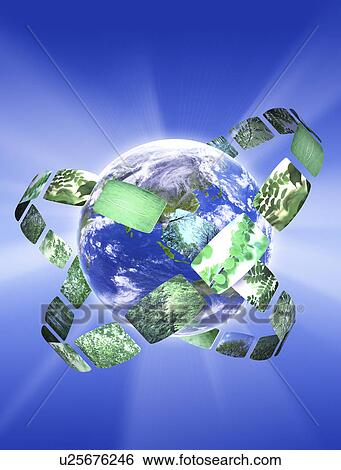 Digital composite of nature pictures encircling globe View Large Illustration Stock Illustration - Digital composite of nature pictures encircling globe. Fotosearch