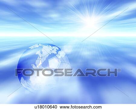 Clipart - Digital composite of sunlight on globe. Fotosearch