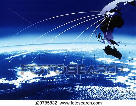 Drawing - Digital composite of the world map. Fotosearch