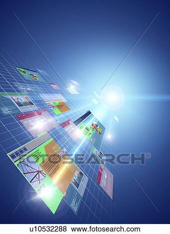 Stock Illustration - Digital composite of web pages. Fotosearch