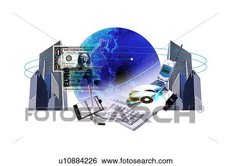 View of globe and electronic devices (digital composite) View Large Illustration Stock Illustration - View of globe and electronic devices (digital composite). Fotosearch