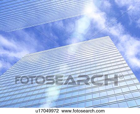 Drawing - View of skyscrapers (digital composite). Fotosearch