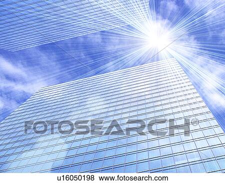 View of skyscrapers (digital composite) View Large Illustration Stock Illustration - View of skyscrapers (digital composite). Fotosearch