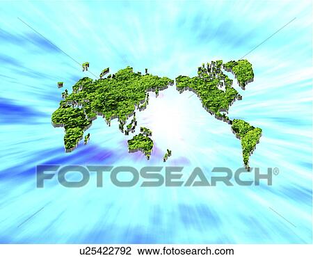 Drawing - World map. Fotosearch