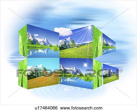 Stock Illustration - Collage of mountains. Fotosearch