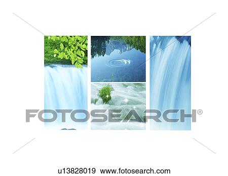Stock Illustration - Collage of waterfall. Fotosearch