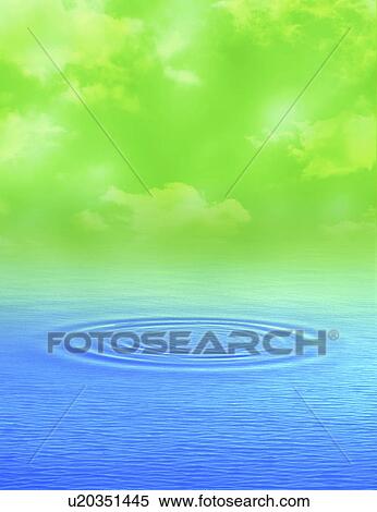 Stock Illustration - Digital composite of water ripple under the sky. Fotosearch