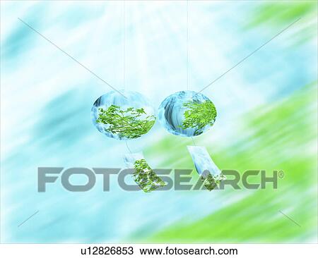 Drawing - View of globes. Fotosearch