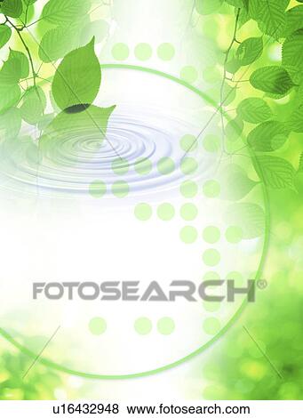 View of leaves and ripples (digital composite) View Large Illustration Stock Illustration - View of leaves and ripples (digital composite). Fotosearch