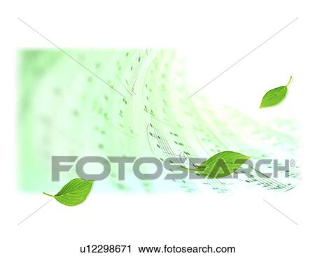 View of leaves on musical notes (digital composite) View Large Illustration Clip Art - View of leaves on musical notes (digital composite). Fotosearch