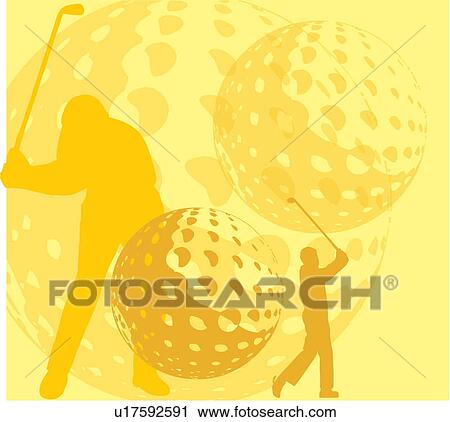 Clip Art - Collage of golf balls and golfers. Fotosearch