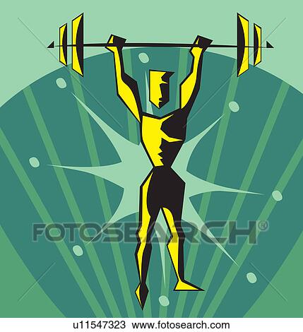 Front view of a weightlifter View Large Illustration Drawing - Front view of a weightlifter. Fotosearch