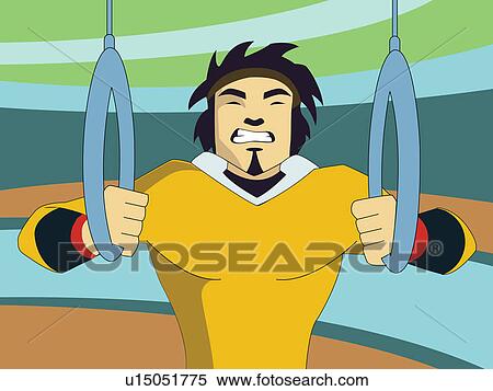 Stock Illustration - Male gymnast on the rings. Fotosearch