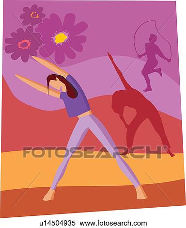 Stock Illustration - People doing yoga. Fotosearch