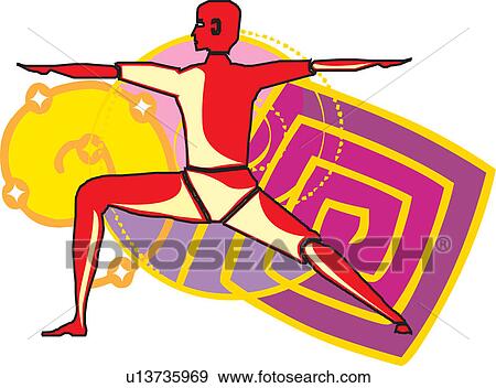 Rear view of a man exercising View Large Illustration Stock Illustration - Rear view of a man exercising. Fotosearch
