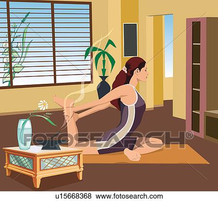 Stock Illustration - Side view of a woman exercising. Fotosearch