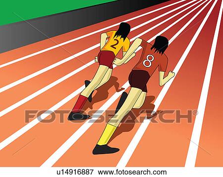 Two people in a running race View Large Illustration Stock Illustration - Two people in a running race. Fotosearch