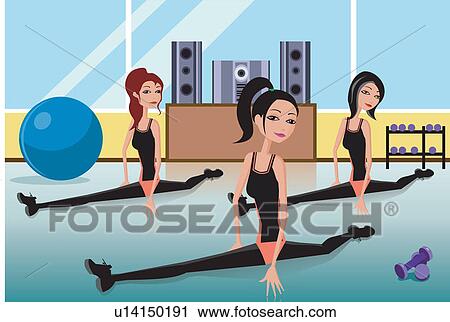 Clip Art - Women doing yoga. Fotosearch
