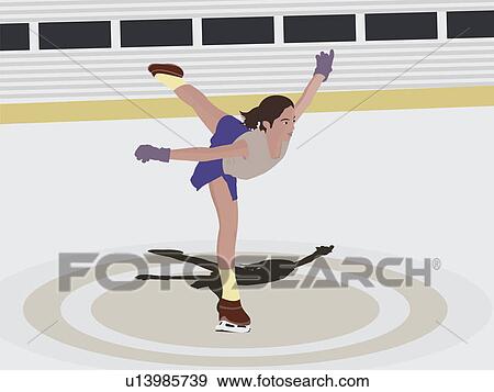 Young woman practicing ice skating View Large Illustration Stock Illustration - Young woman practicing ice skating. Fotosearch