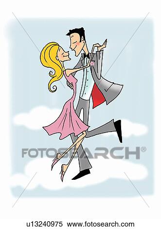 Stock Illustration - Couple dancing in sky. Fotosearch