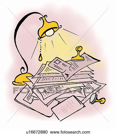 Piled up mail under a light View Large Illustration Clipart - Piled up mail under a light. Fotosearch