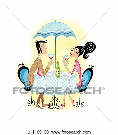 Young couple at cafe drinking wine View Large Illustration Clipart - Young couple at cafe drinking wine. Fotosearch