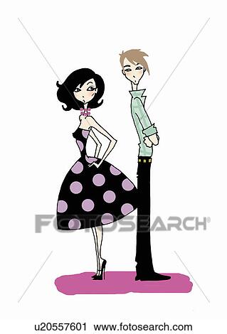 Young couple with back turned to each other View Large Illustration Clip Art - Young couple with back turned to each other. Fotosearch