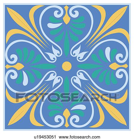 Clip Art - Classical floral pattern with vibrant color. Fotosearch