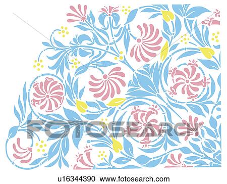 Clipart - Classical floral pattern with vibrant color. Fotosearch