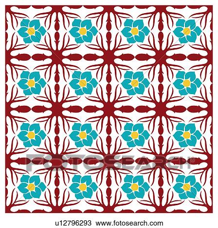 Classical floral pattern with vibrant color View Large Illustration Drawing - Classical floral pattern with vibrant color. Fotosearch
