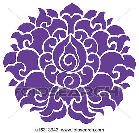Drawing - Classical floral pattern with vibrant color. Fotosearch