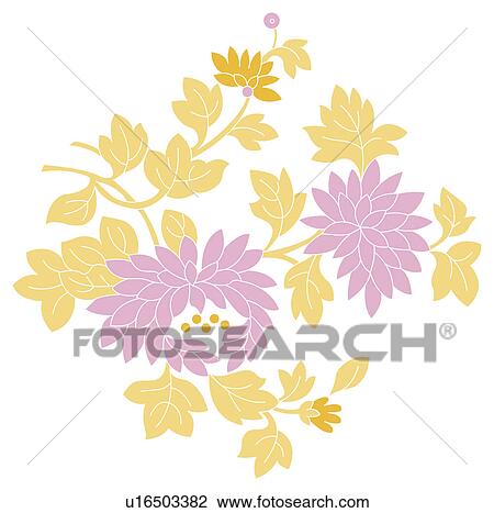Classical floral pattern with vibrant color View Large Illustration Drawing - Classical floral pattern with vibrant color. Fotosearch